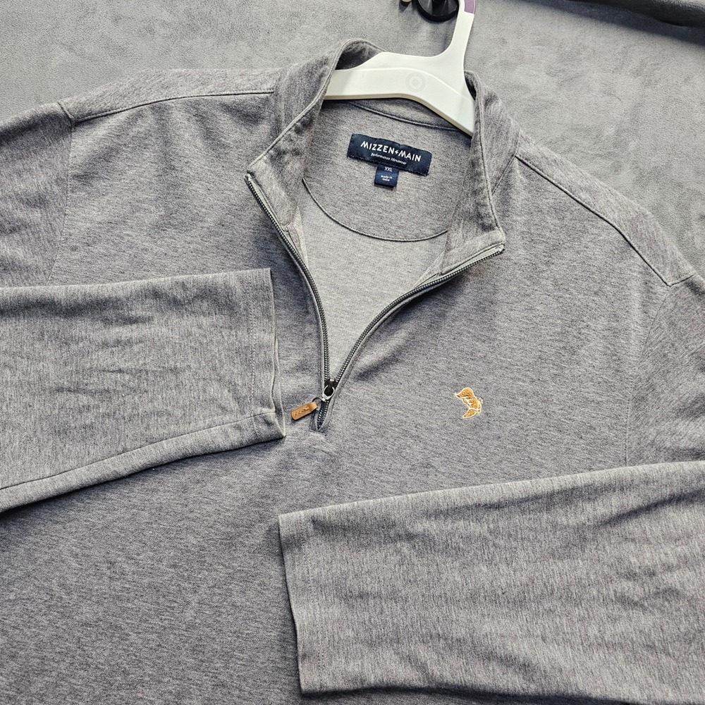 Mizzen+Main Mens XXL Heather Gray Cotton Modal Quarter Zip Pullover 1PO-0367